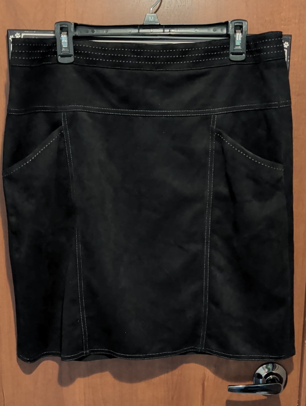 J McLaughlin Black A-Line Skirt with Contrast Topstitching
